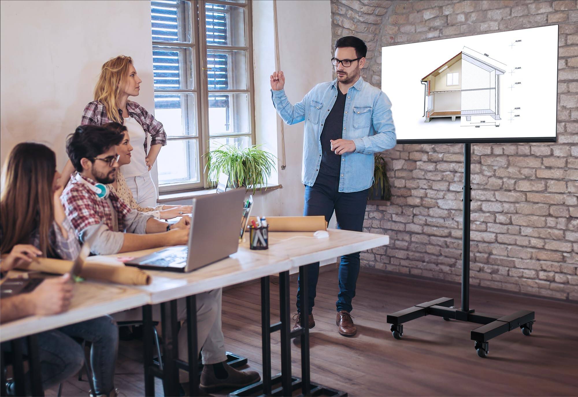 Alt View 6. Hanke - Cta Height Adjustable Tv Stand - Vesa-compatible Universal Floor For Tvs Monitors 13- Up To . add-dmha - Default.