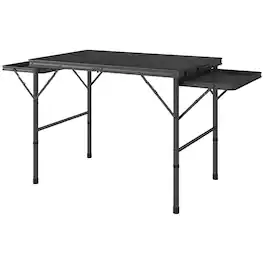 Outsunny - Camping Table, 4.5ft Portable Table with 2 Wing Panels - Black