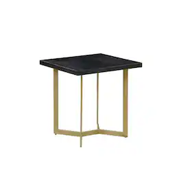 Best Quality Furniture - wood top end table w/ gold color iron legs - Black