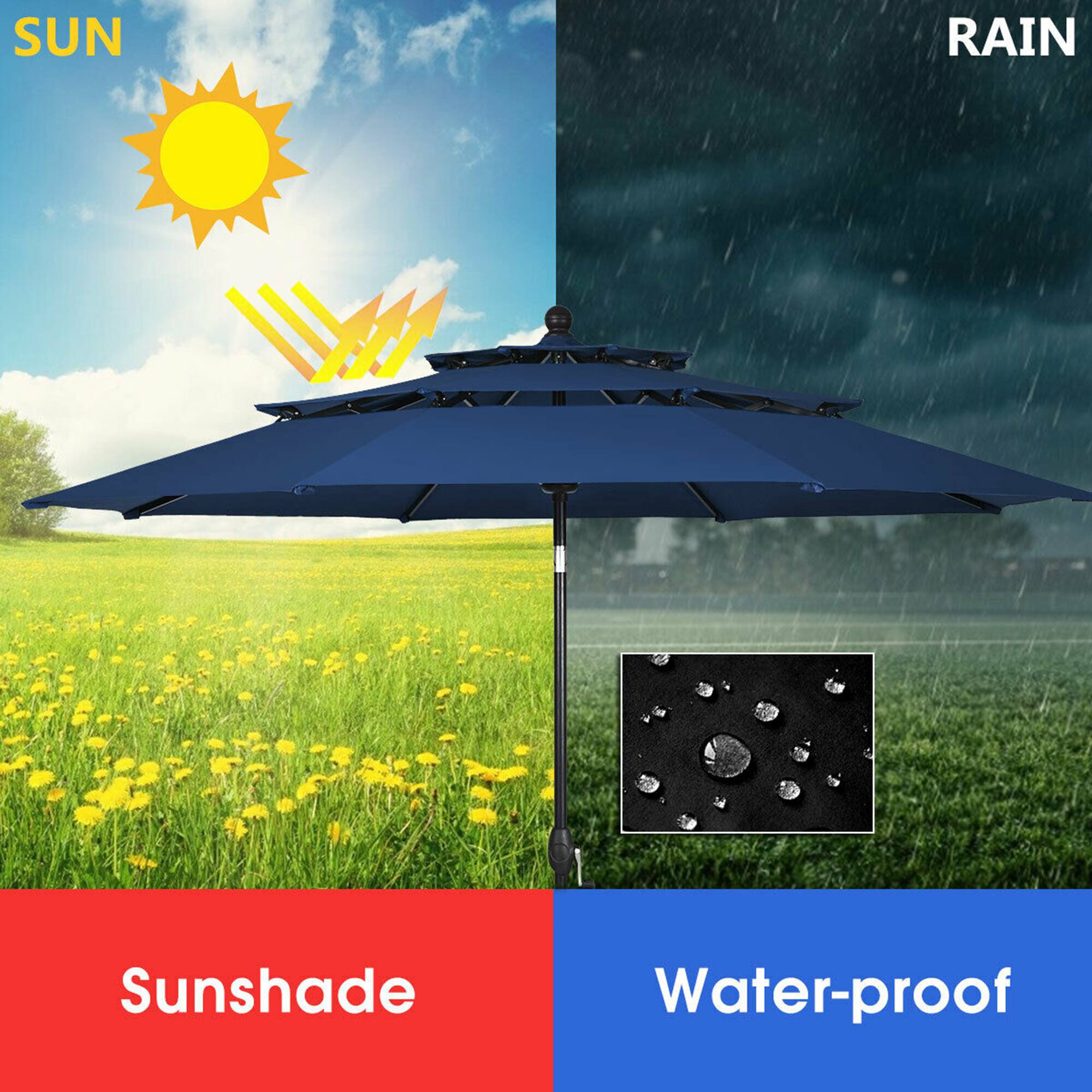 SUN: Sunshade
RAIN: Water-proof