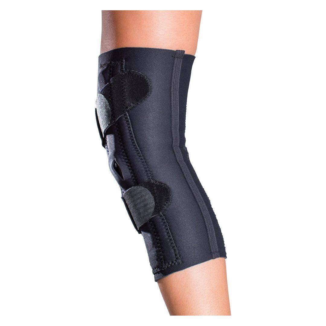 Angle. DonJoy - DonJoy Lateral J Patella Knee Support Brace with Hinge: Drytex, Left Leg, Large - Black.