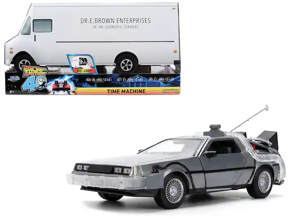 DR. E. BROWN ENTERPRISES
24 HR SCIENTIFIC SERVICES
BACK TO THE FUTURE
TIME MACHINE
Limited Edition
Edition Limitée
DIE-CAST
NOW 05
OCT 21 2015 20:52
JAN 01 1885 01:28
TIME MACHINE