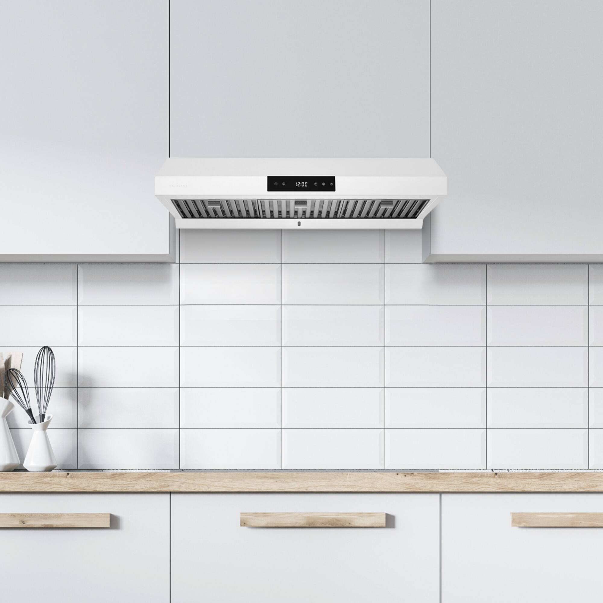 Alt View 2. Hauslane - Hauslane UC-PS18 36-in Ducted Matte White Undercabinet Range Hood with 3-Way Venting System - Matte White.