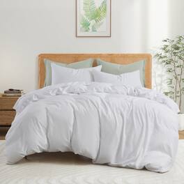 Puredown - Luxury 100% Viscose from Bamboo Duvet Cover Set, Breathable & Moisture-Wicking for Hot Sleepers, Full/Queen - White