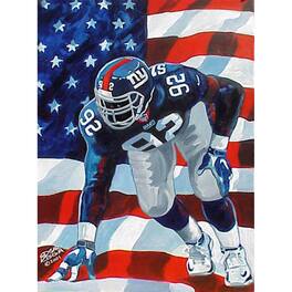 Deacon Jones Foundation - NY Giants Michael Strahan "United We Sack" Fine Art Canvas Print 24" x 36" by Artist Edgar Brown - Multicolor