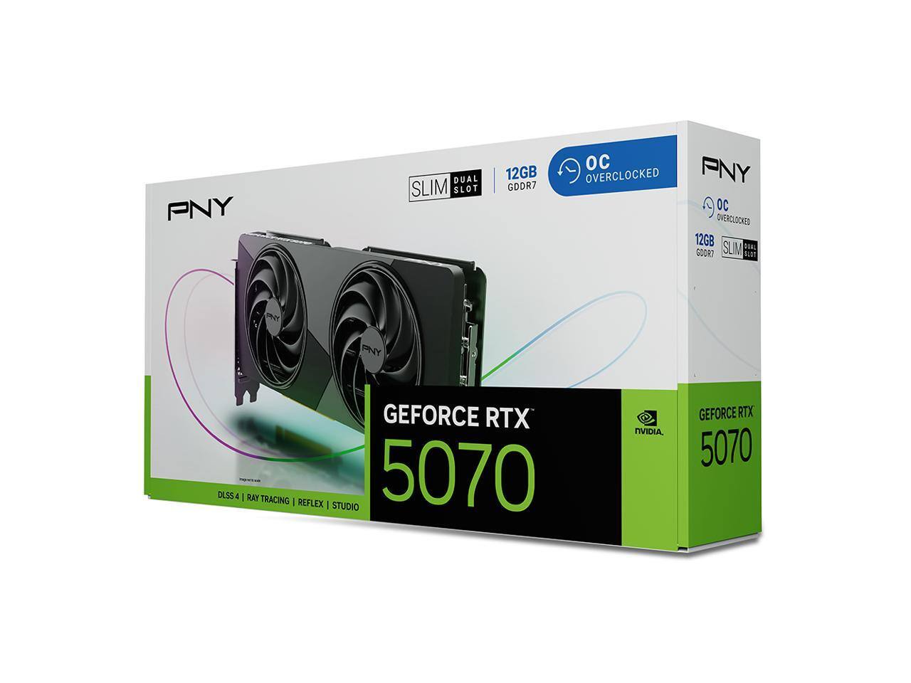 PNY DUAL SLIM SLOT 12GB GDDR7 OC PNY OVERCLOCKED 12GB DOAL GODRO SUIM SLOT PNY PNY DLSS 4 GEFORCE RTX 5070 | RAY TRACING | REFLEX | STUDIO NVIDIA