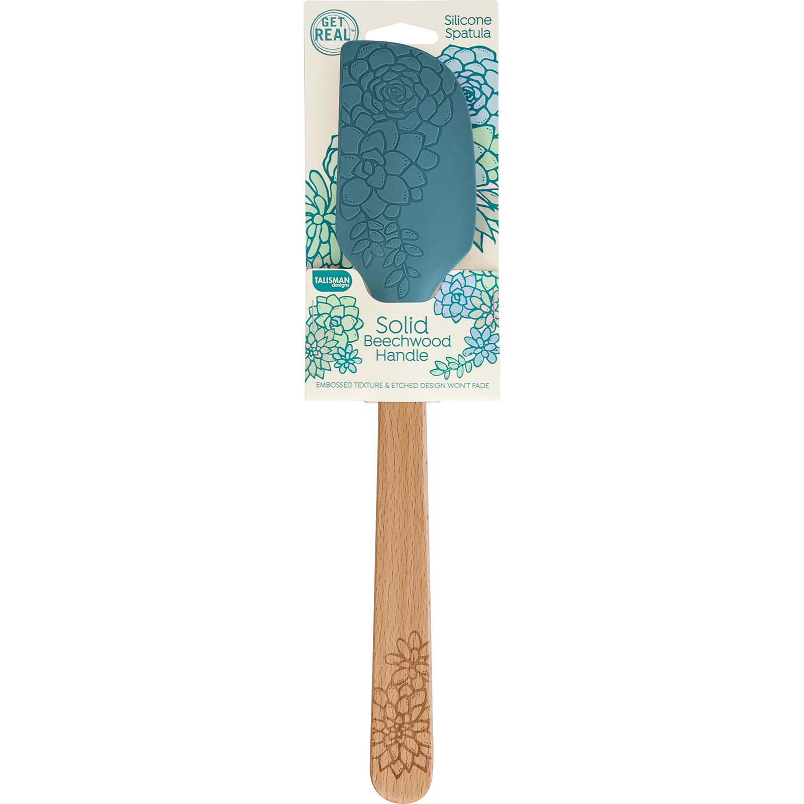 Talisman Designs - Laser Etched Beechwood Large Silicone Spatula, Succulent Collection, Set of 1 - Teal price history on PriceWatchPro