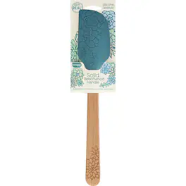 Talisman Designs - Laser Etched Beechwood Large Silicone Spatula, Succulent Collection, Set of 1 - Teal