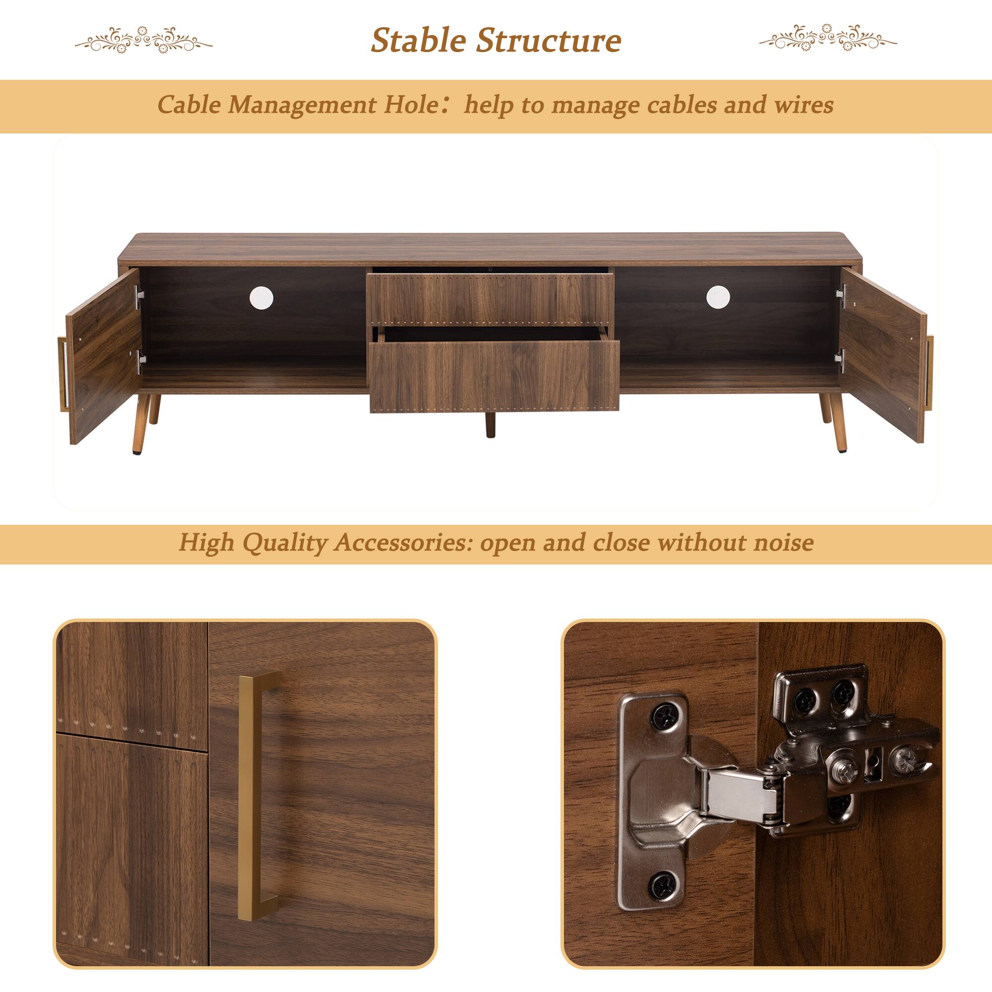 Stable Structure

Cable Management Hole: help to manage cables and wires

High Quality Accessories: open and close without noise
