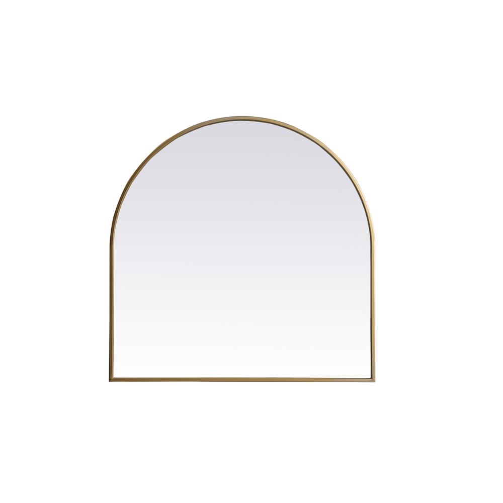 Alt View 5. Elegant Decor - Metal Frame Arch Mirror 30x30 Inch in Brass - Brass.