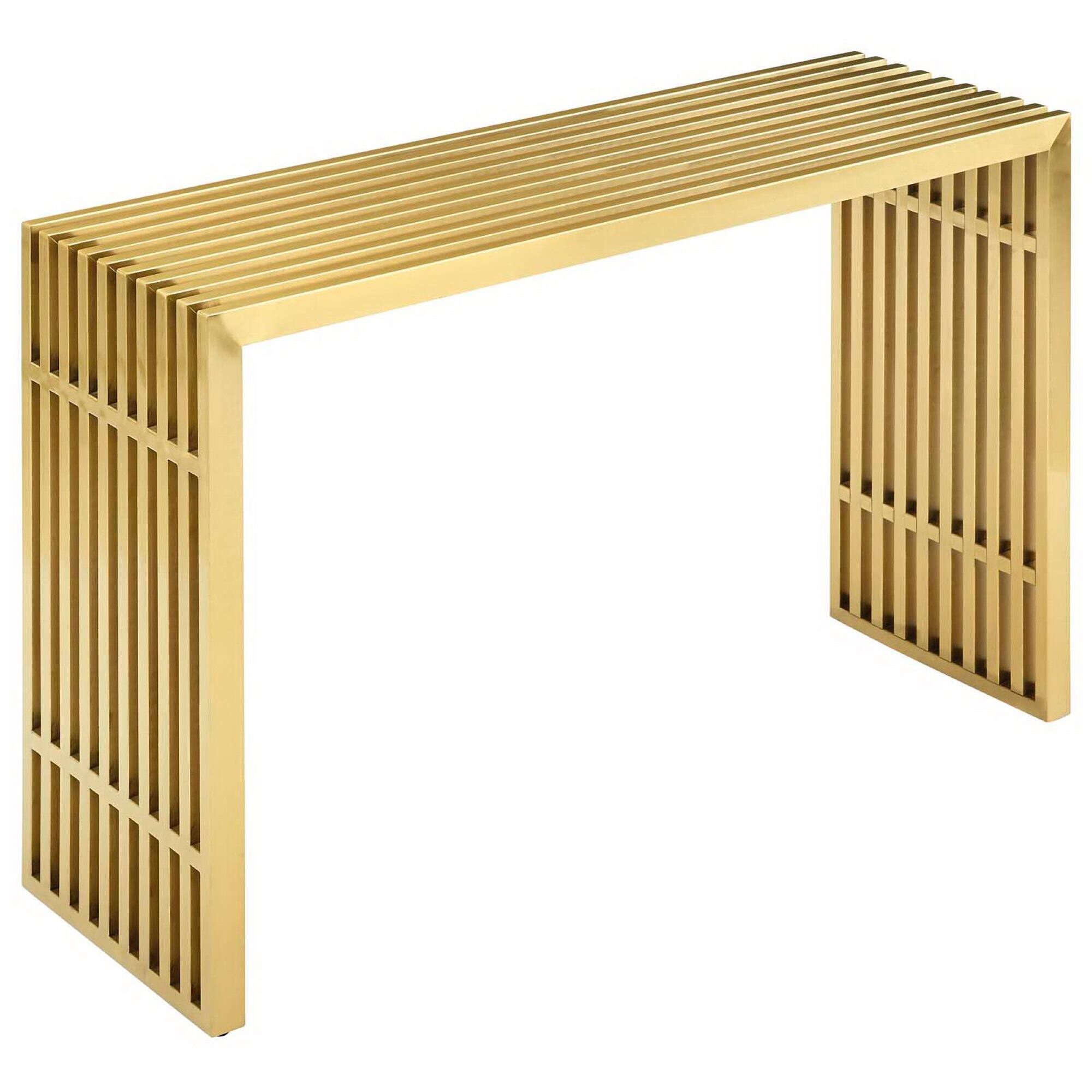 Left. Modway - Gridiron Stainless Steel Console Table by Modway - Gold.