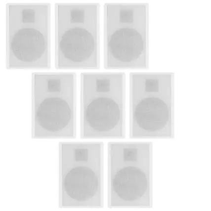 Front. Acoustic Audio by Goldwood - SLM1W Mountable On Wall Slim Speakers Home Theater Wired 4 Pair Pack - White.