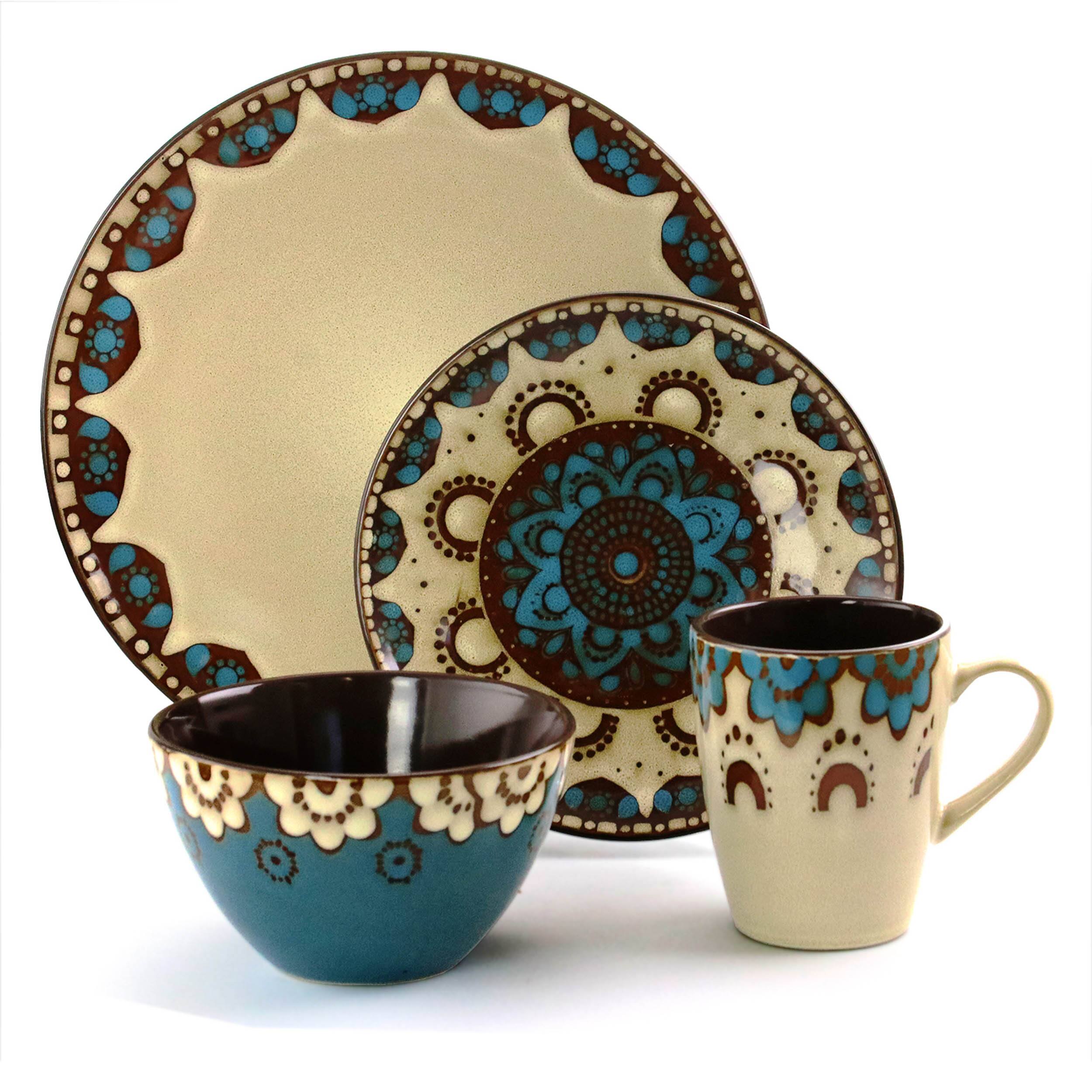 Alt View 1. Elama - Elama Clay Heart 16 Piece Luxurious Stoneware Dinnerware with Complete Setting for 4, 16pc - Multi-Color.