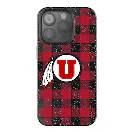 Keyscaper - NCAA - Utah Utes Plaid Bling iPhone Case - 15 - Black