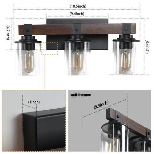 (18.5 inch) (9.4 inch) (4.7 inch) (8.3 inch) (1 inch) wall distance (5.9 inch)
