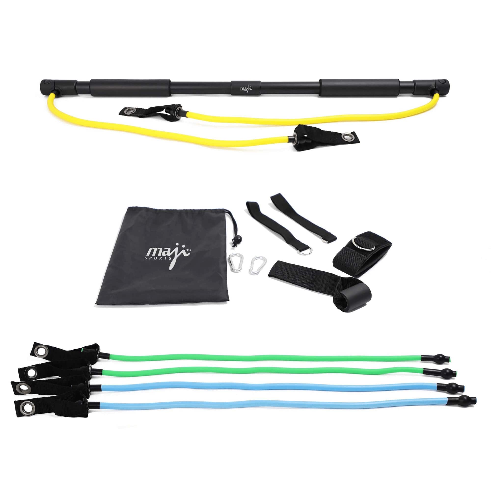 Maji Sports - Portable Exercise Bar with Resistance Bands - Multicolor