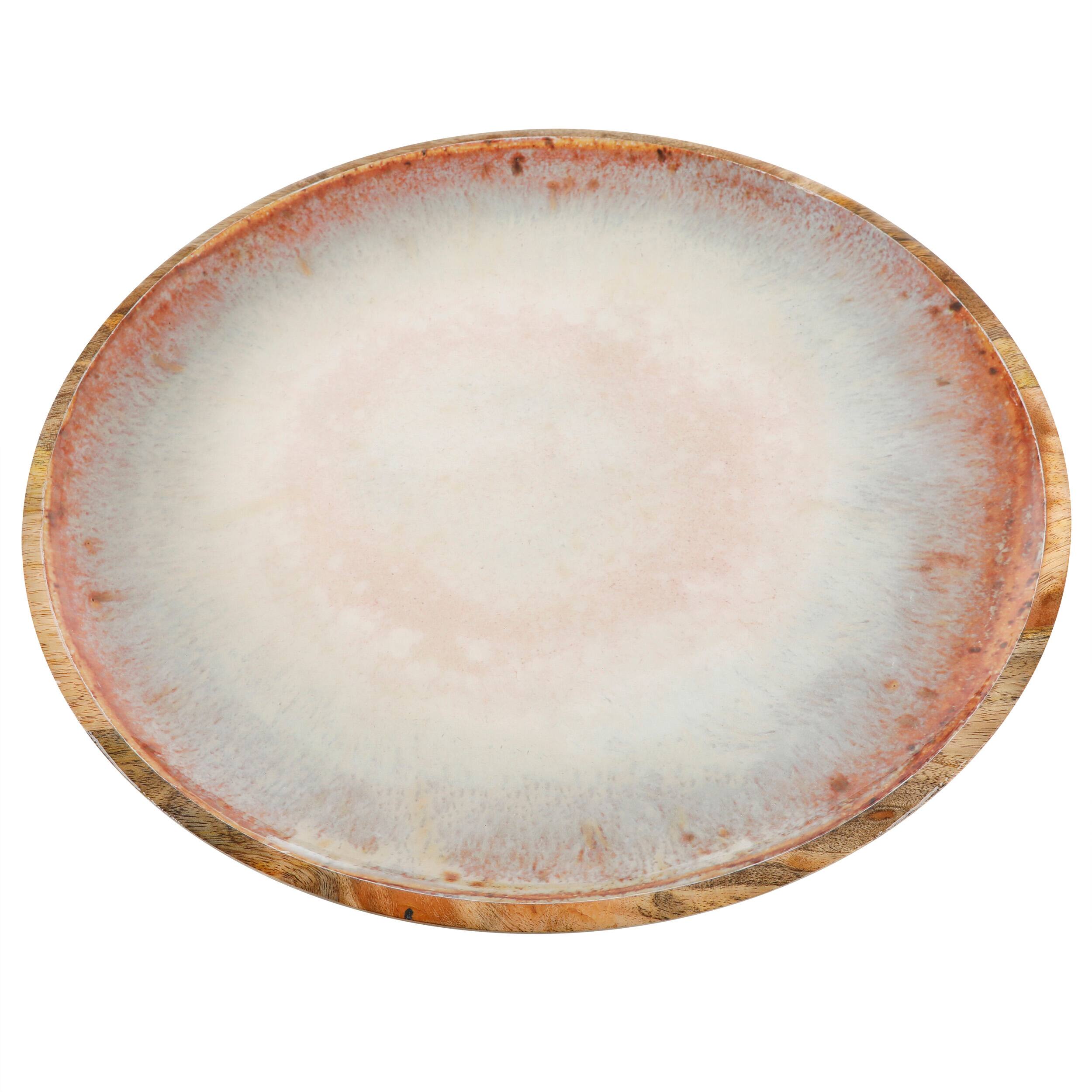 Alt View 5. Cravings By Chrissy Teigen - Cravings By Chrissy Teigen 15.9 Inch Round Enameled Mango Wood Platter in Blush - Grey.