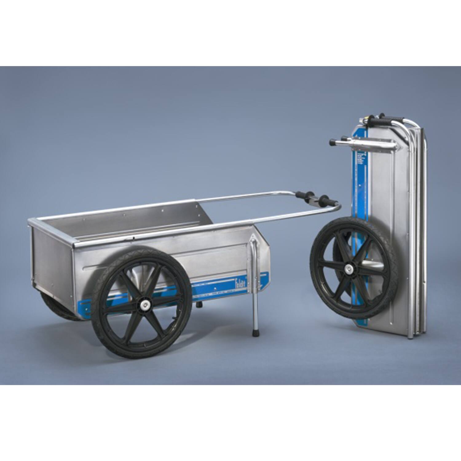 Alt View 3. Tipke Manufacturing Company - Tipke Manufacturing Company Foldit Folding Cart, Blue Stripe with Rear Gate - Silver.