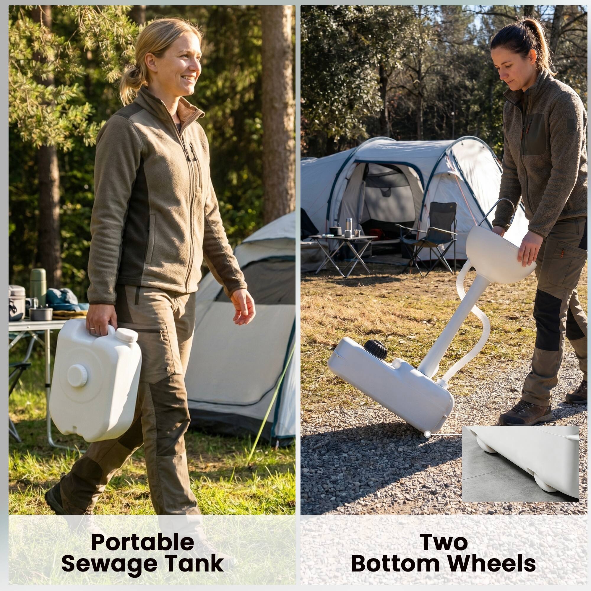 Portable Sewage Tank  
Two Bottom Wheels