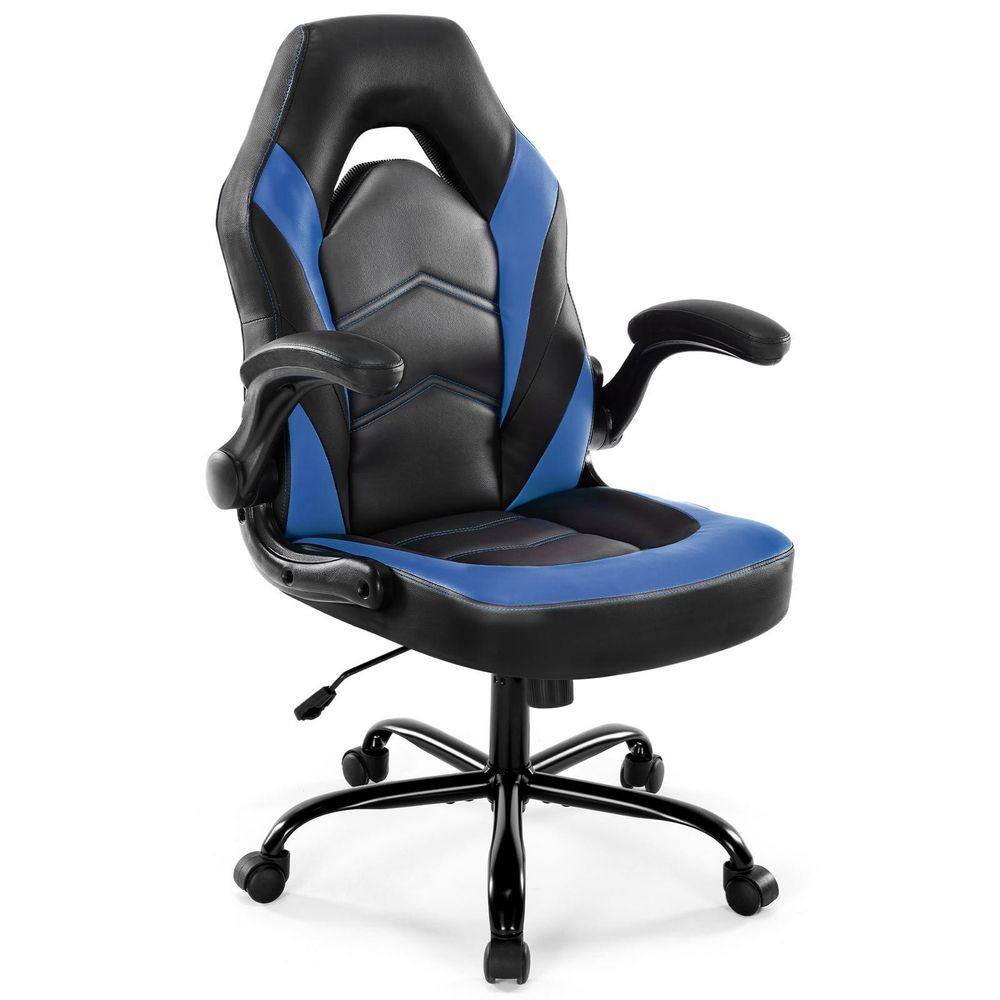 Angle. Sweet - Gaming Chair Office Desk Leather Ergonomic Computer Chairs for Adults, Teens - Black Blue.
