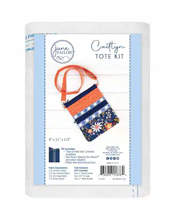 Front. AccuQuilt - June Tailor Inc Crossbody Tote Bag Caitlyn Zippity-Do-Done Navy Kits, Blue - Blue.