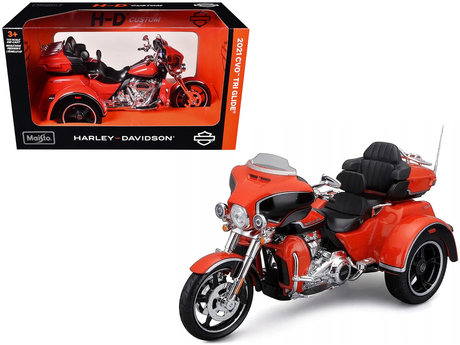 "2021 Harley Davidson CVO Tri Glide Motorcycle Orange ""H-D Custom"" 1/12 Diecast Model by Maisto" price history on PriceWatchPro