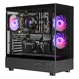 TECHNOID - Glass NVIDIA Geforce RTX 5070 Ti – AMD Ryzen 7 – 32GB Ram – 1TB SSD –AI Ready –VR Compatible –Win 11 Home - Black