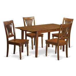 East West Furniture - 5 PC Kitchen dinette set Table with Leaf and 4 Kitchen Dining Chairs - Saddle Brown