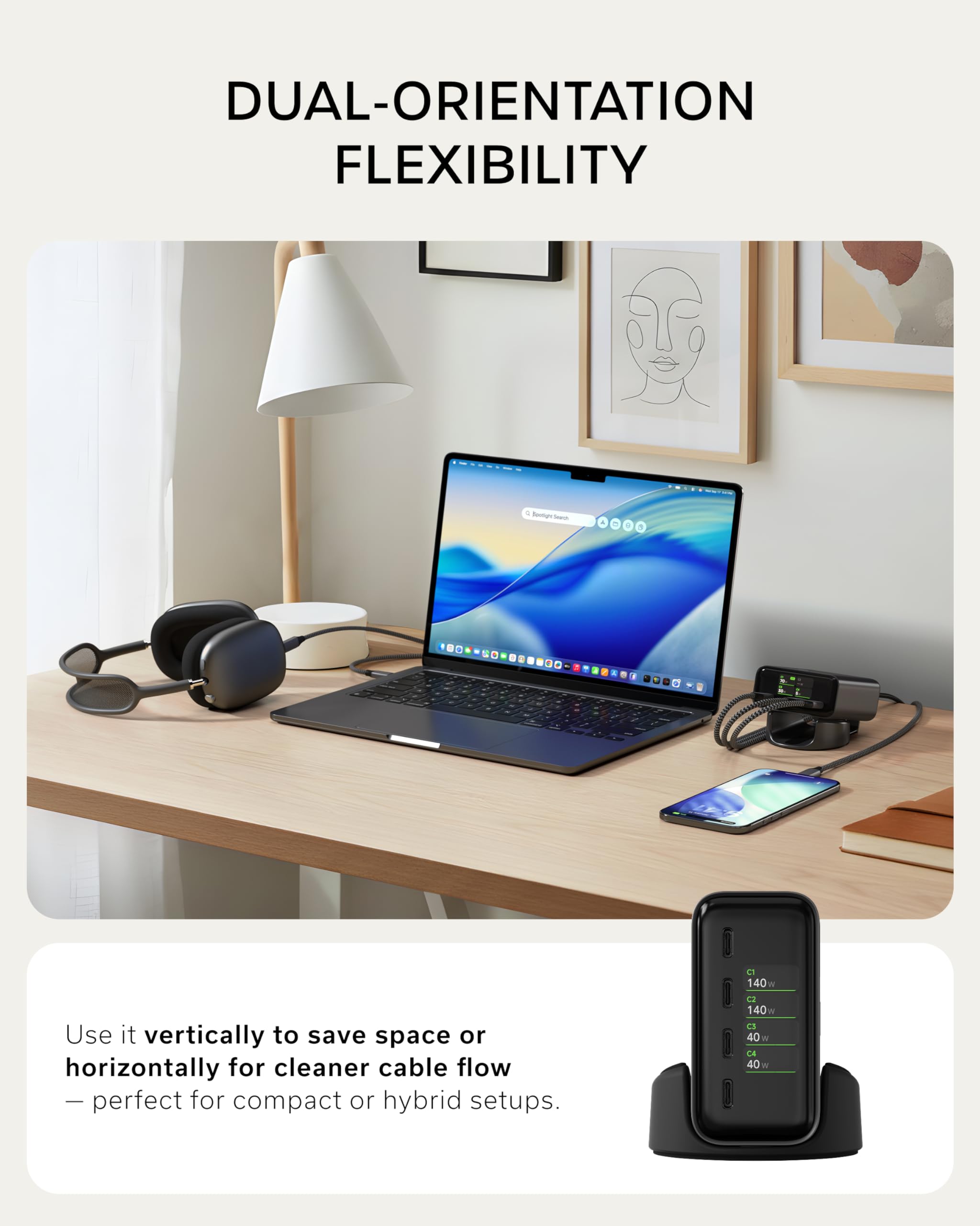 DUAL-ORIENTATION FLEXIBILITY

Use it vertically to save space or horizontally for cleaner cable flow — perfect for compact or hybrid setups.