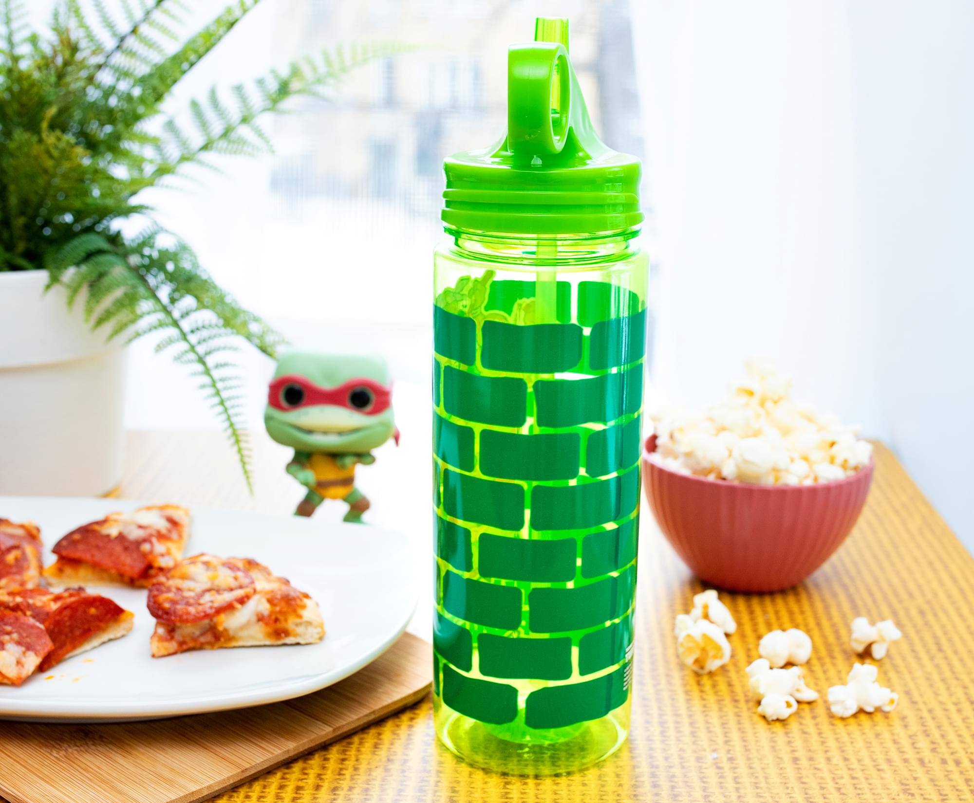 Alt View 5. Silver Buffalo - Teenage Mutant Ninja Turtles Water Bottle With Flip-Up Straw | Holds 20 Ounces - Green.