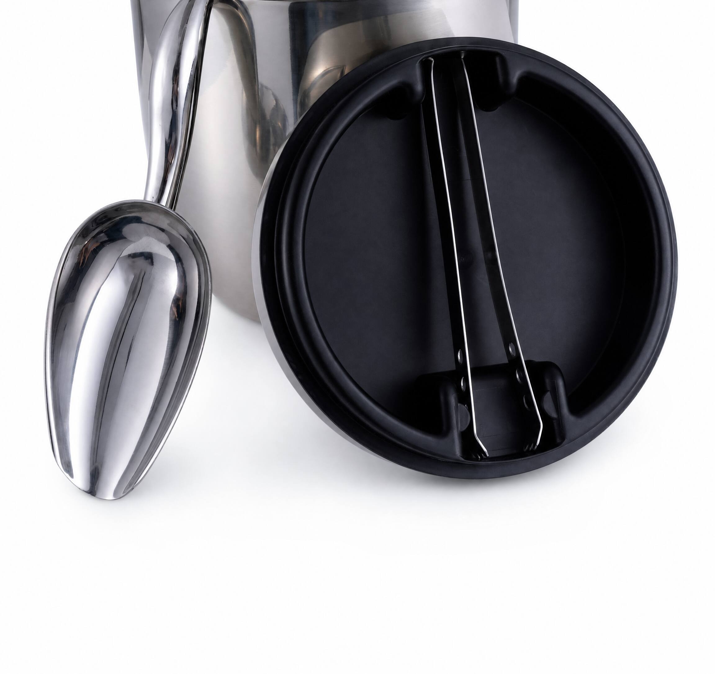 Alt View 4. Malletson - 3L Double-Wall Insulated Stainless Steel Ice Bucket with Lid & Tongs – 20-Hour Cold Retention - Sliver.