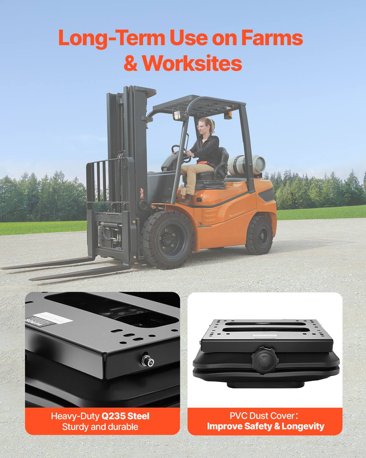 Long-Term Use on Farms & Worksites

Heavy-Duty Q235 Steel
Sturdy and durable

PVC Dust Cover:
Improve Safety & Longevity