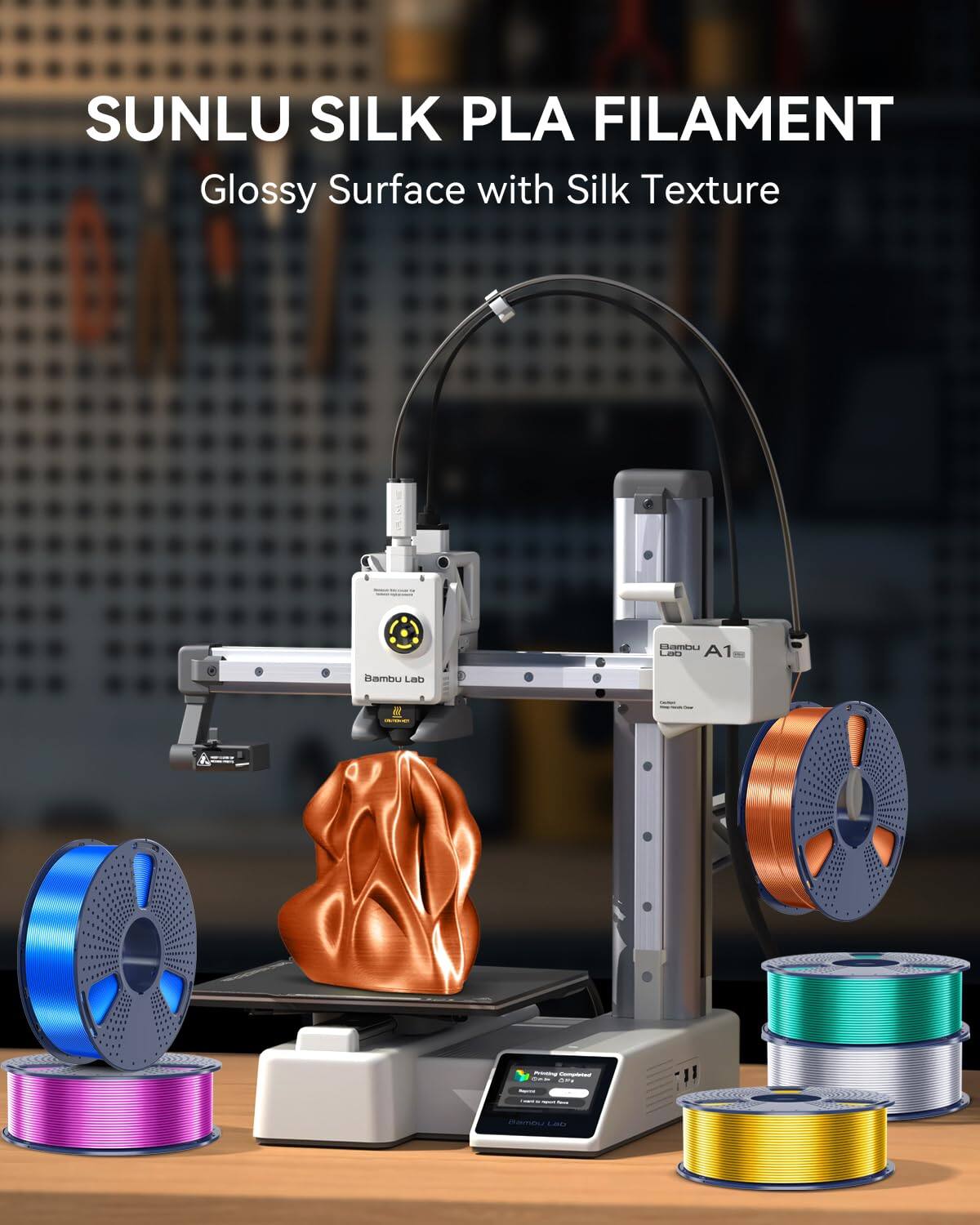 SUNLU SILK PLA FILAMENT  
Glossy Surface with Silk Texture  

ambu Lats A1 Bambu Lab N