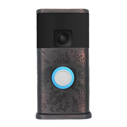 Front. Michael Healy - Wildflower Video Doorbell Cover (Ring Battery Doorbell 2024 Release) - Oiled Bronze.