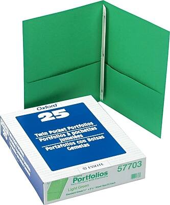 Oxford 25 Twin Pocket Portfolios
Portfolios a pochettes
Portafolios jumeles con bolsas
Portafolios gemelas
ESSELTE 57703
Portfolios Light Green