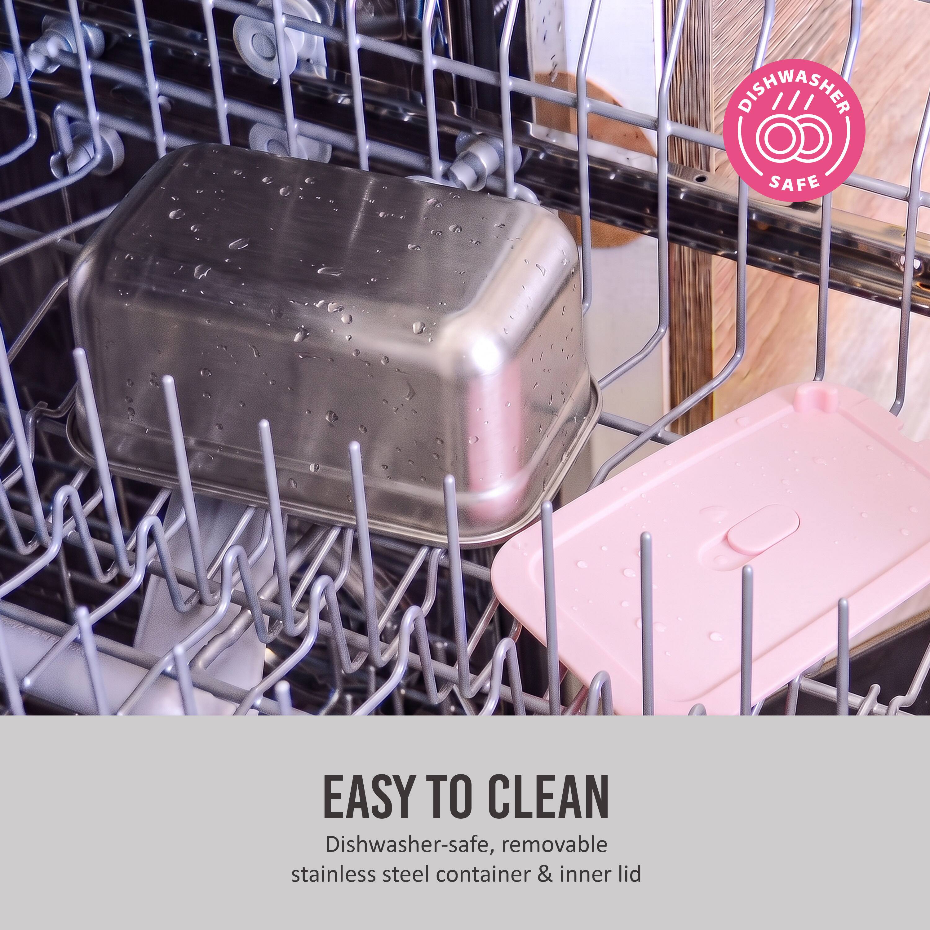 DISHWASHER SAFE

EASY TO CLEAN
Dishwasher-safe, removable stainless steel container & inner lid