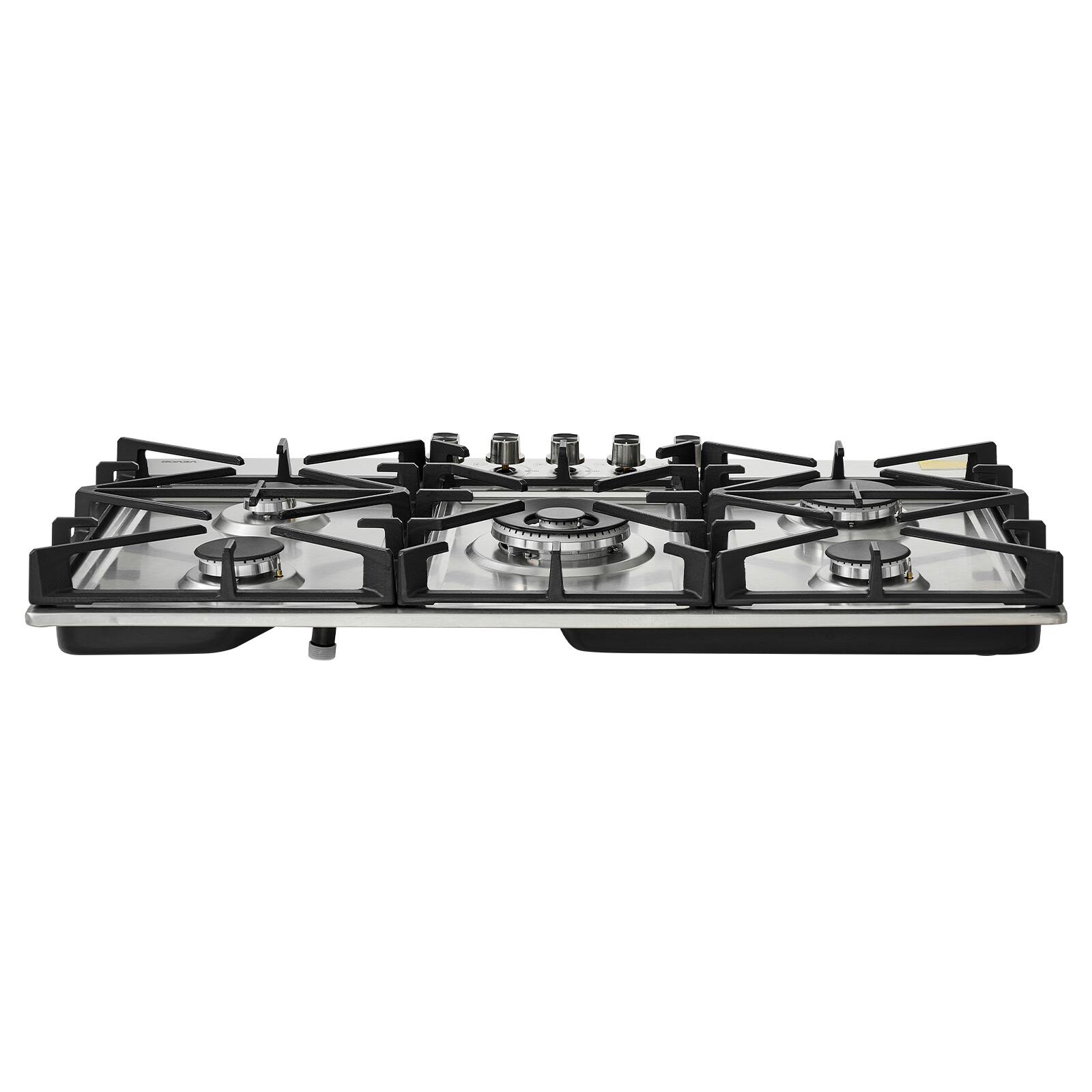 Alt View 5. VEVOR - 36 inch Gas Cooktop 5 Burners Gas Stove Top, Max 38300BTU Built-in Stainless Steel Stove Top LPG/NG Convertible Dual - Stainless steel color.
