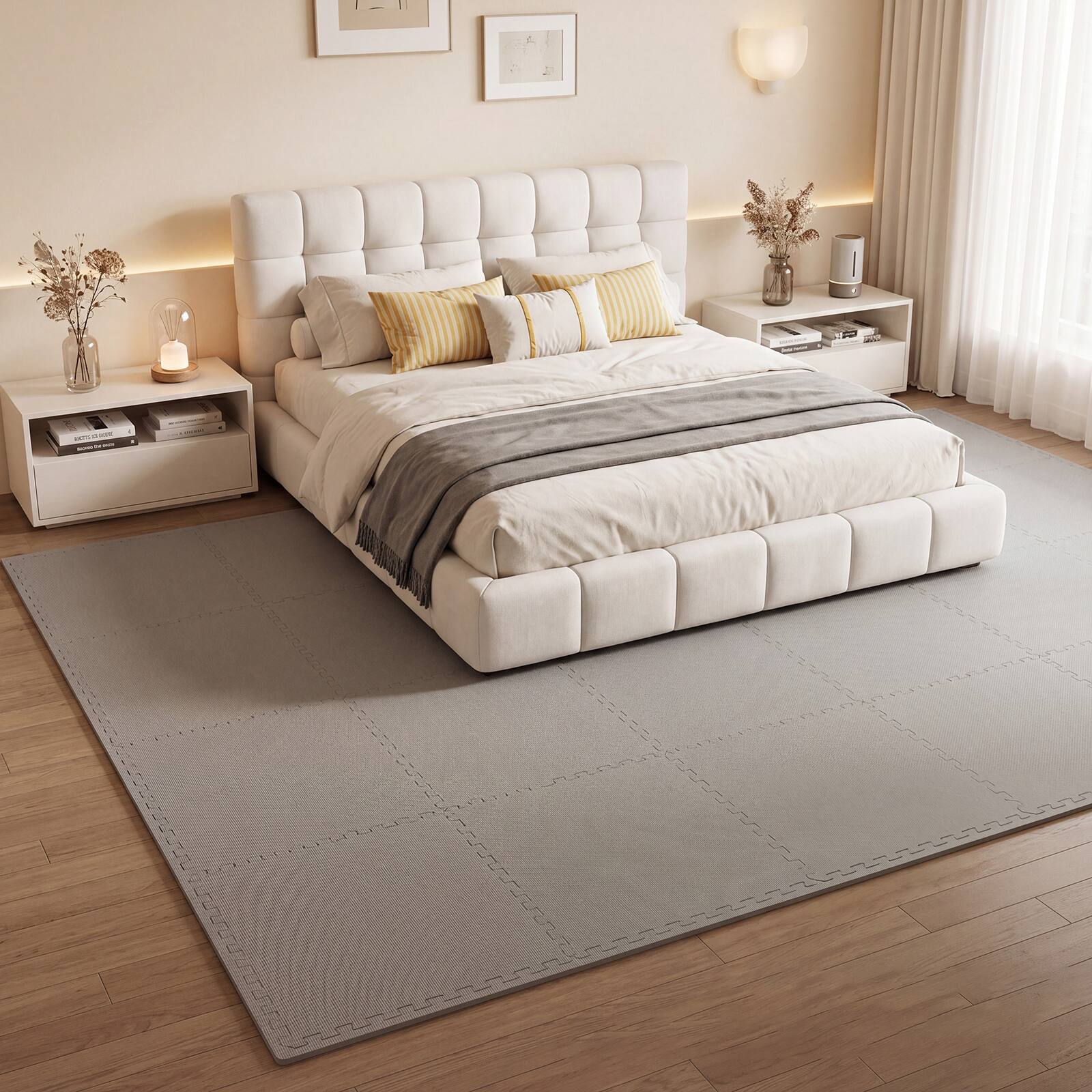 Alt View 5. Costway - Costway 24 Pack Interlocking EVA Foam Floor Tiles, 1/2 Inch Thick Puzzle Exercise Mats - Gray.