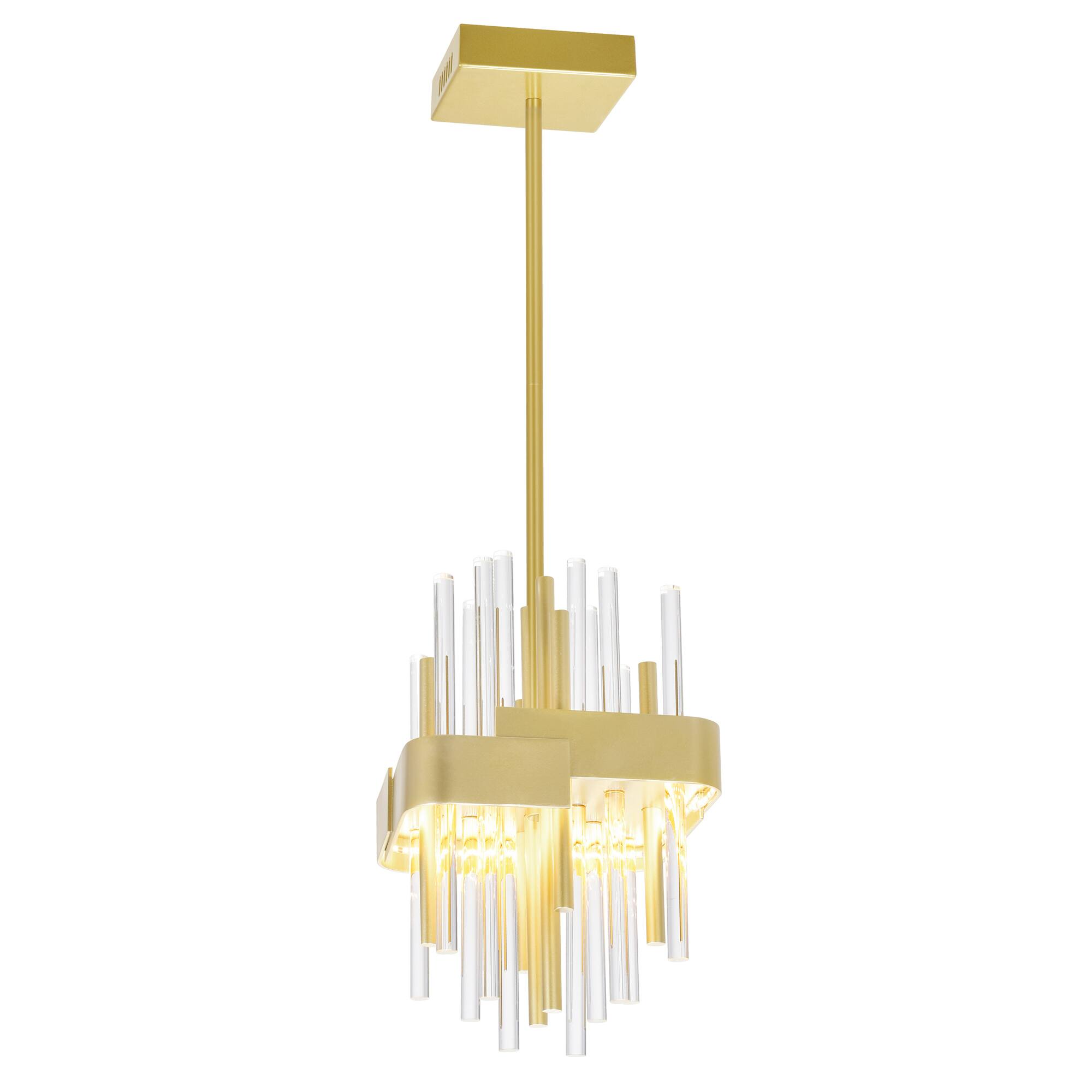 Left. CWI Lighting - Millipede 8 in LED Satin Gold Mini Pendant - Satin Gold.