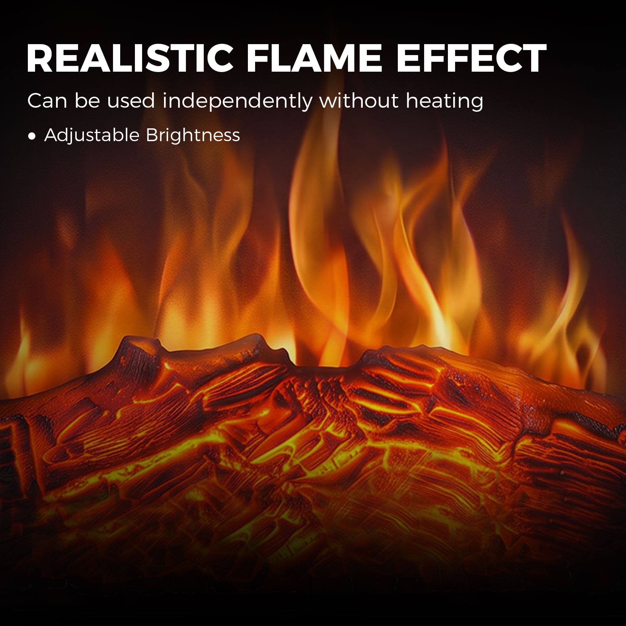 REALISTIC FLAME EFFECT  
Can be used independently without heating  
• Adjustable Brightness