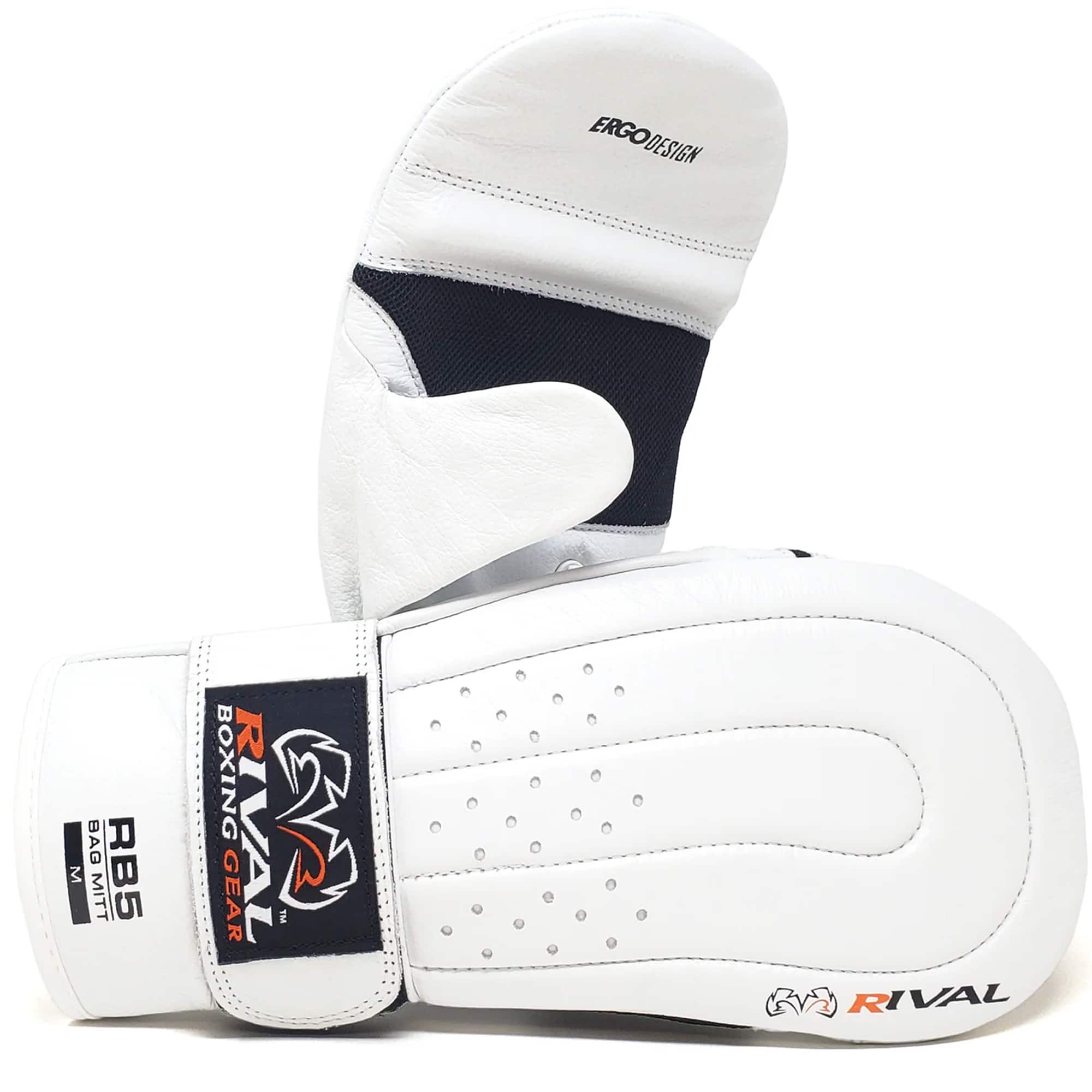 RIVAL - Boxing RB5 Hook and Loop Bag Glove Mitts - Large - White