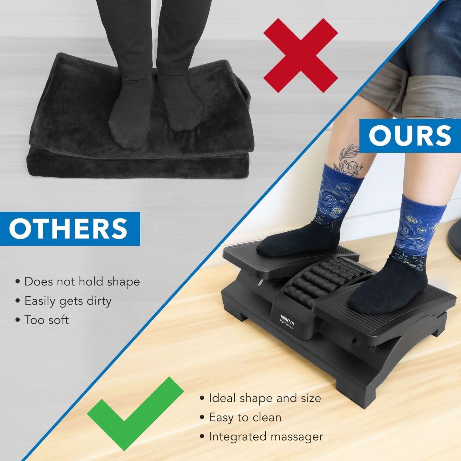 X OURS OTHERS  
Does not hold shape  
Easily gets dirty  
Too soft  
HEAR  
Ideal shape and size  
Easy to clean  
Integrated massager