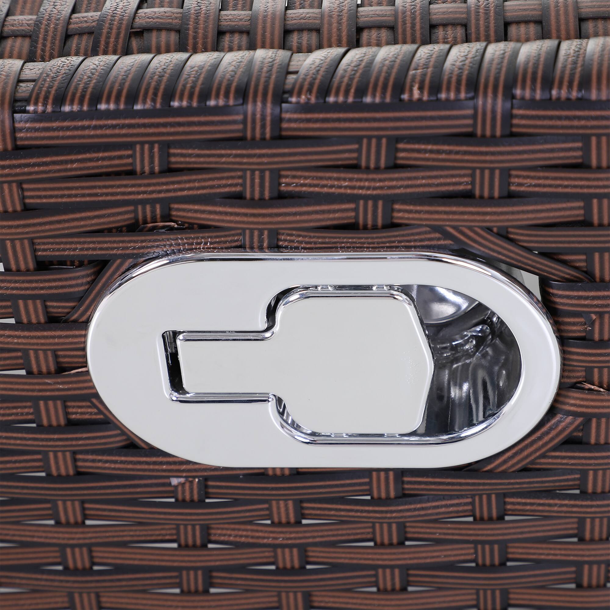 Alt View 7. Outsunny - Wicker Outdoor Rocking Chair, Patio Recliner with Adjustment Backrest, PE Rattan Lounge Chair - Mixed Brown/Dark Blue.