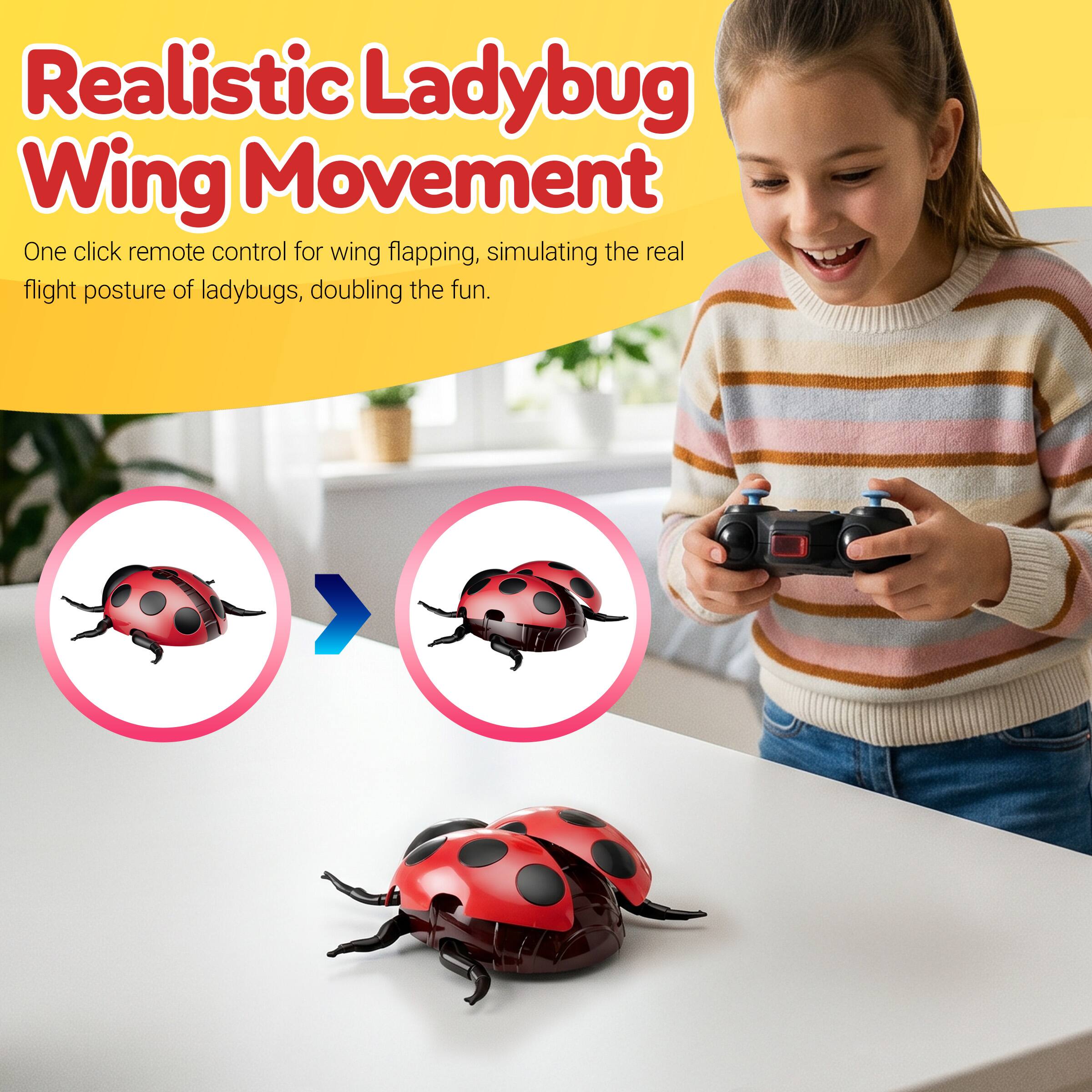 Realistic Ladybug Wing Movement  
One click remote control for wing flapping, simulating the real flight posture of ladybugs, doubling the fun.