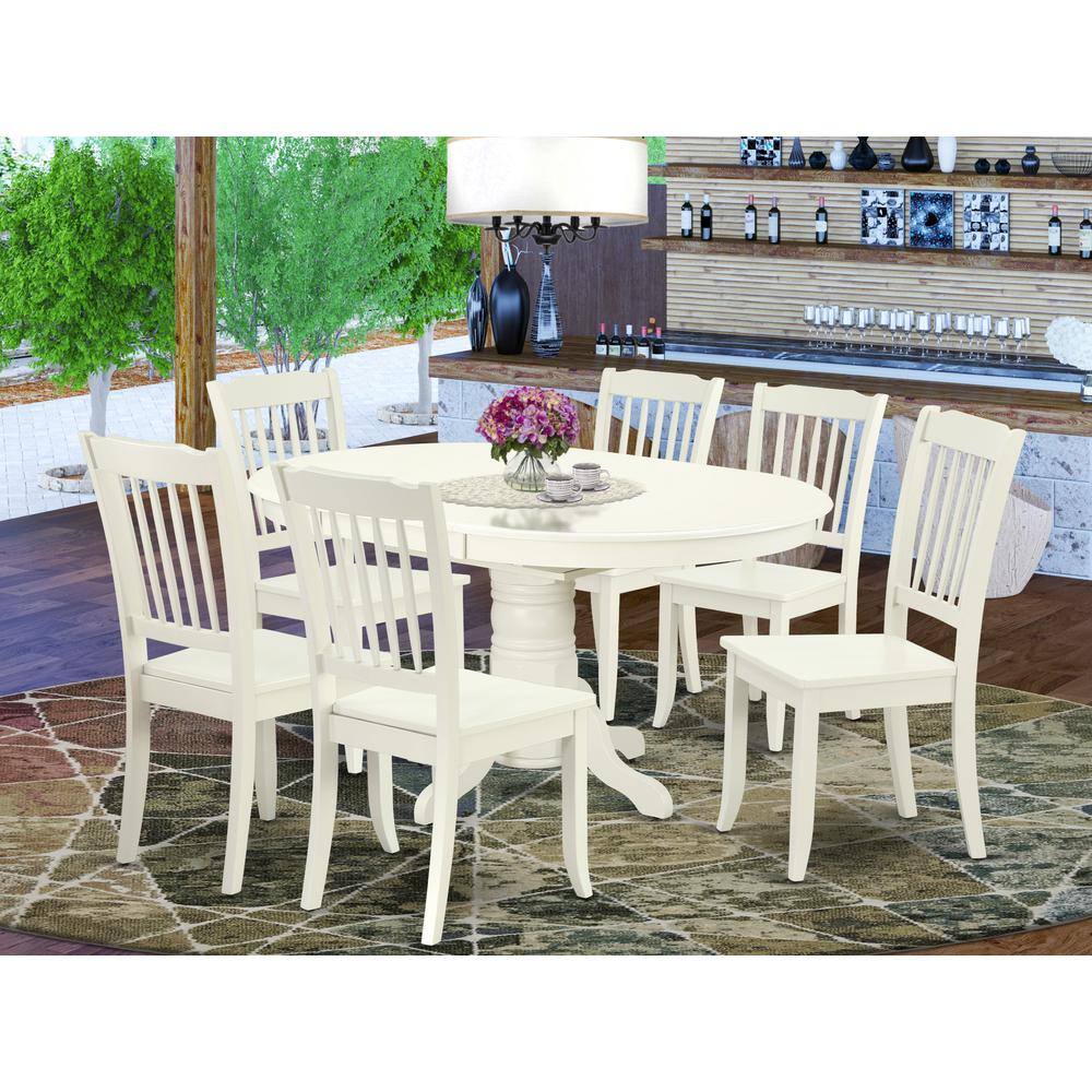 Left. East West Furniture - Dining Room Set Linen White - Brown.