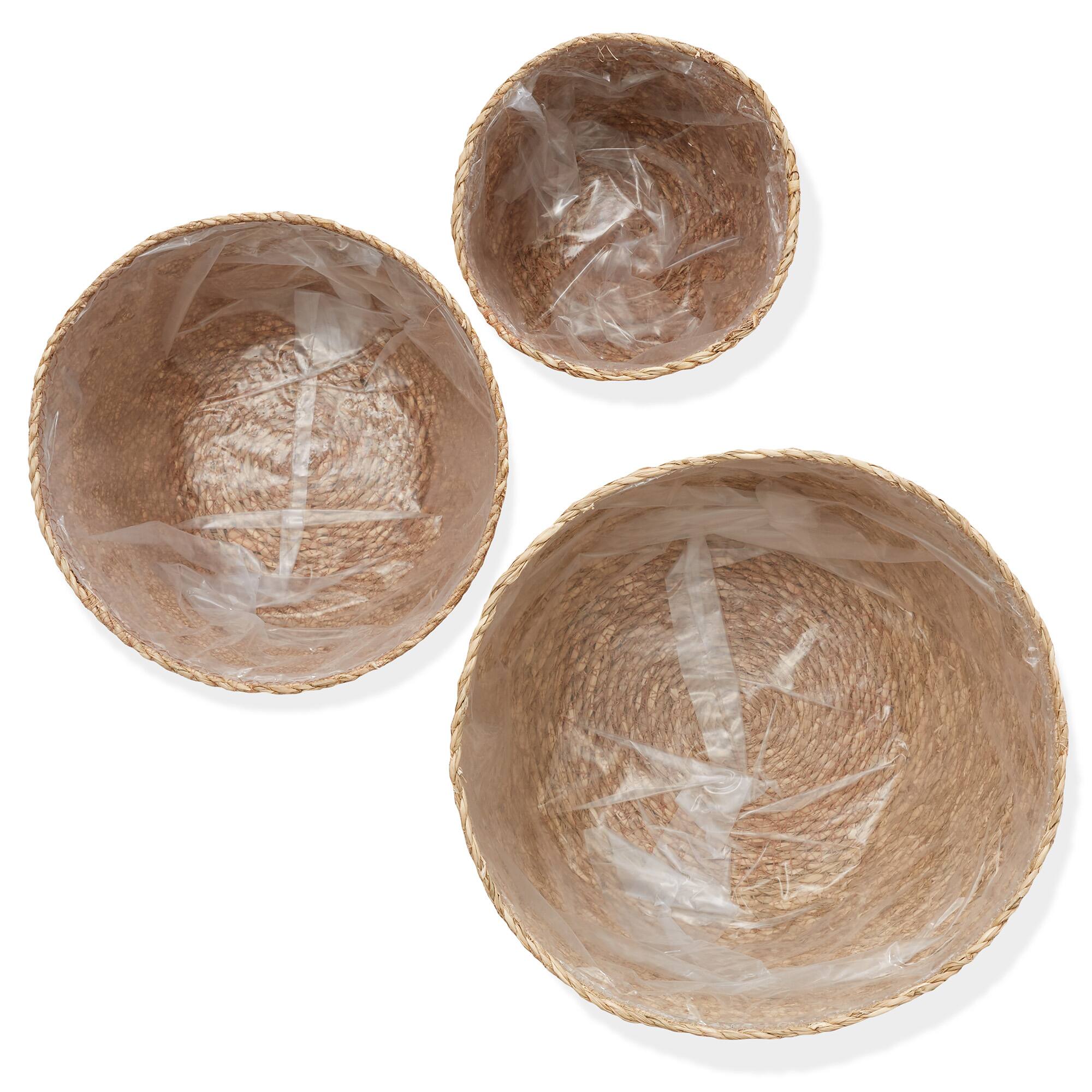 Alt View 4. Casafield - Set of 3 Seagrass Planter Baskets - Natural Flower Pot Covers w Liners - Natural.