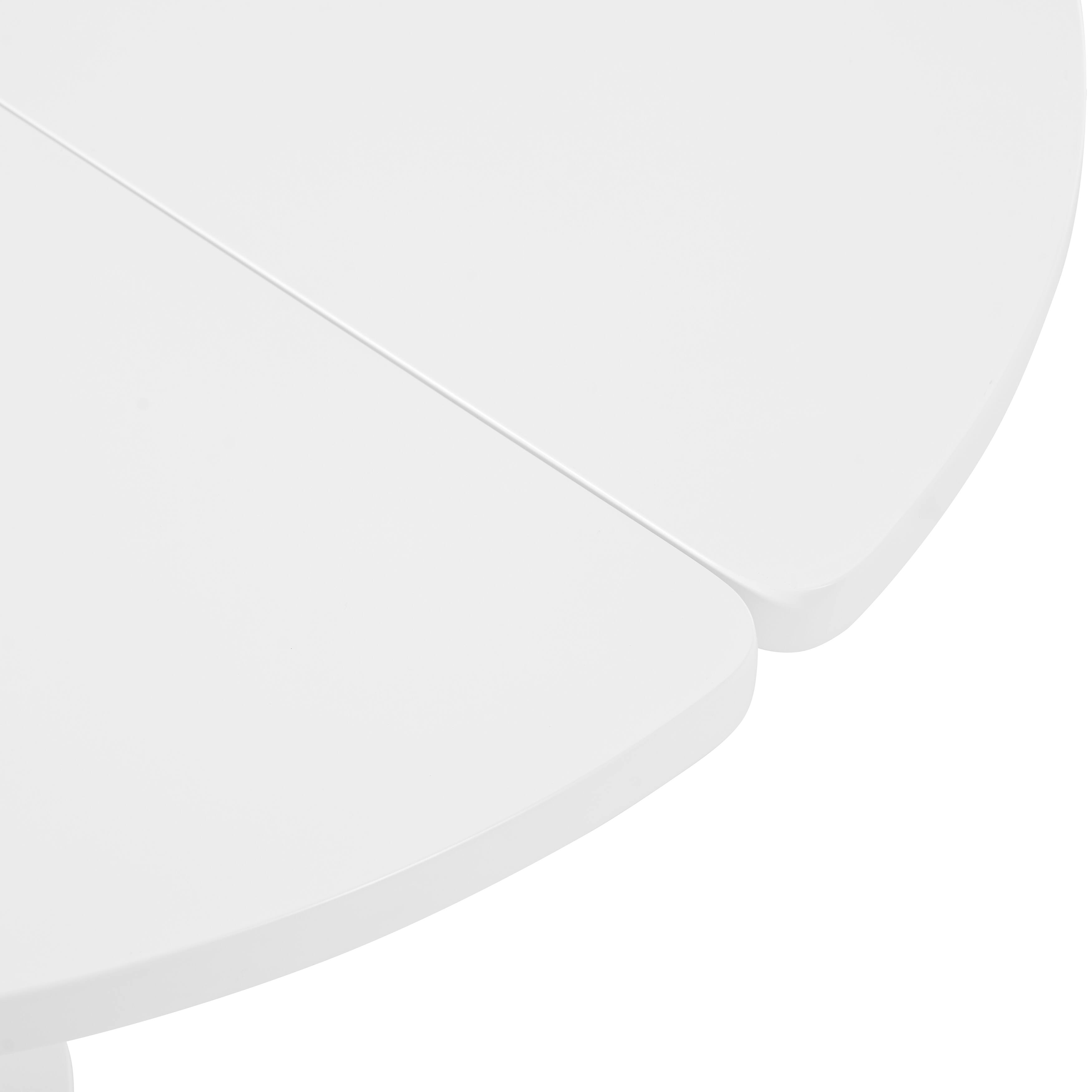 Alt View 7. Tiramisubest - 39.4" Round Petal-Shaped Coffee Table with 3 Thick Legs,Minimalist Irregular End Table with Sleek Round Edges,White - White.