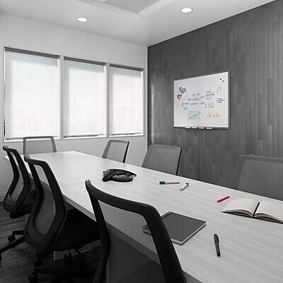 Alt View 2. TRU RED - Magnetic Porcelain Dry Erase Board, 4' x 3' - Gunmetal Frame.