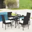 Back. Costway - PE Wicker Patio Chairs Set of 4 Outdoor Dining Chairs with Cushions - Off White,Black.