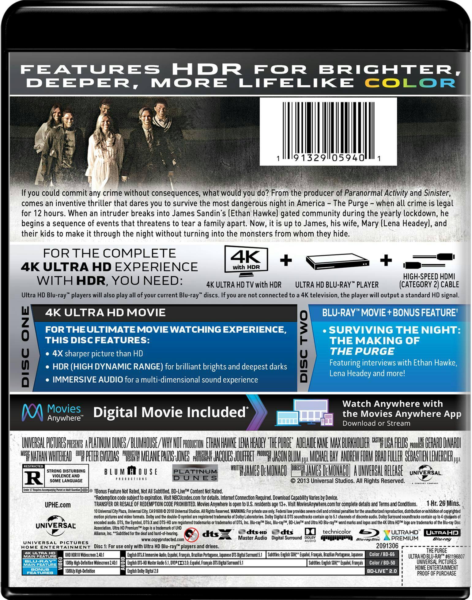 Back. The Purge   - 4K Blu-Ray.